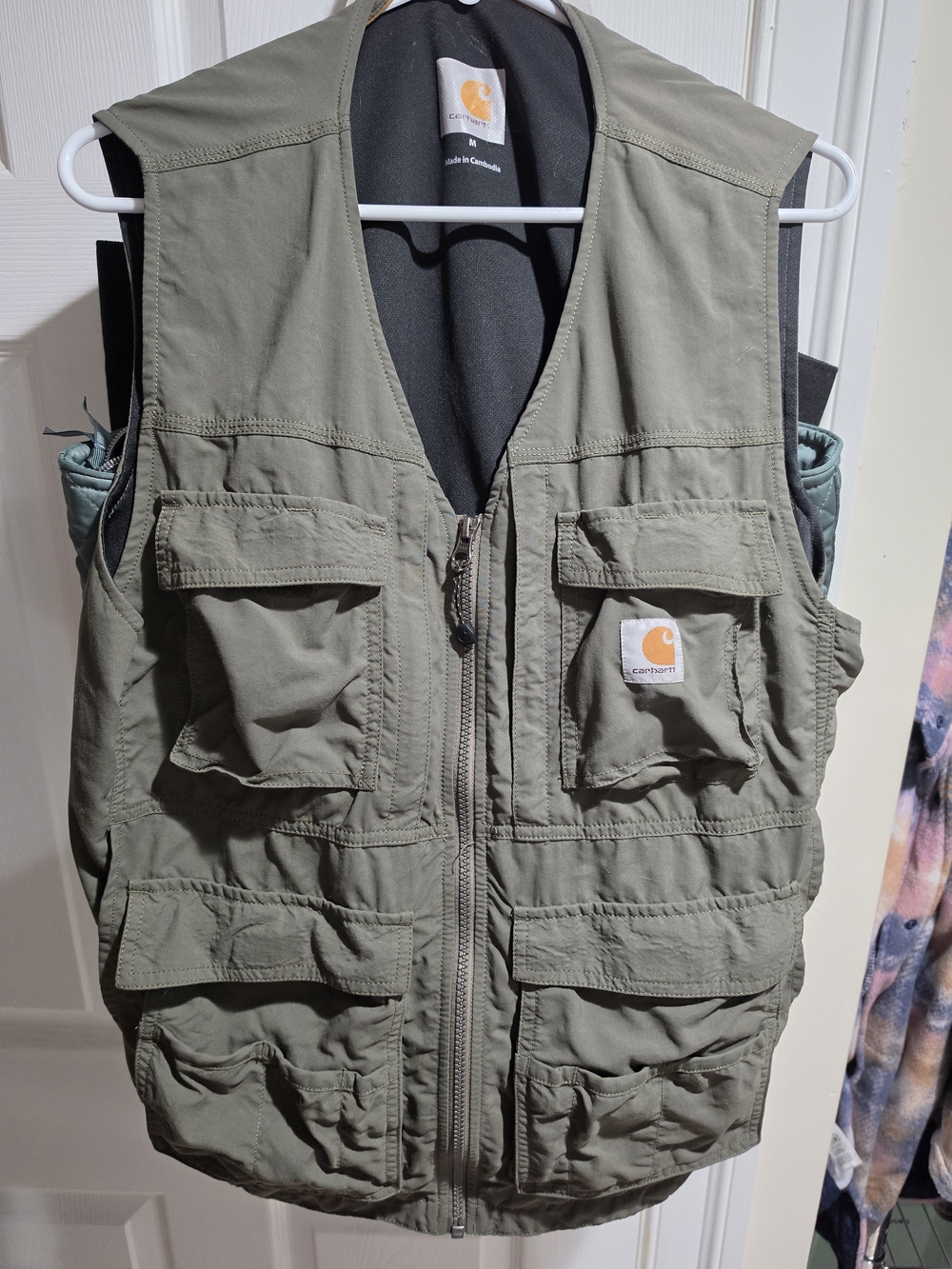 Carhartt Olive Green Utility Vest - Multi-Pocket Work Vest Medium